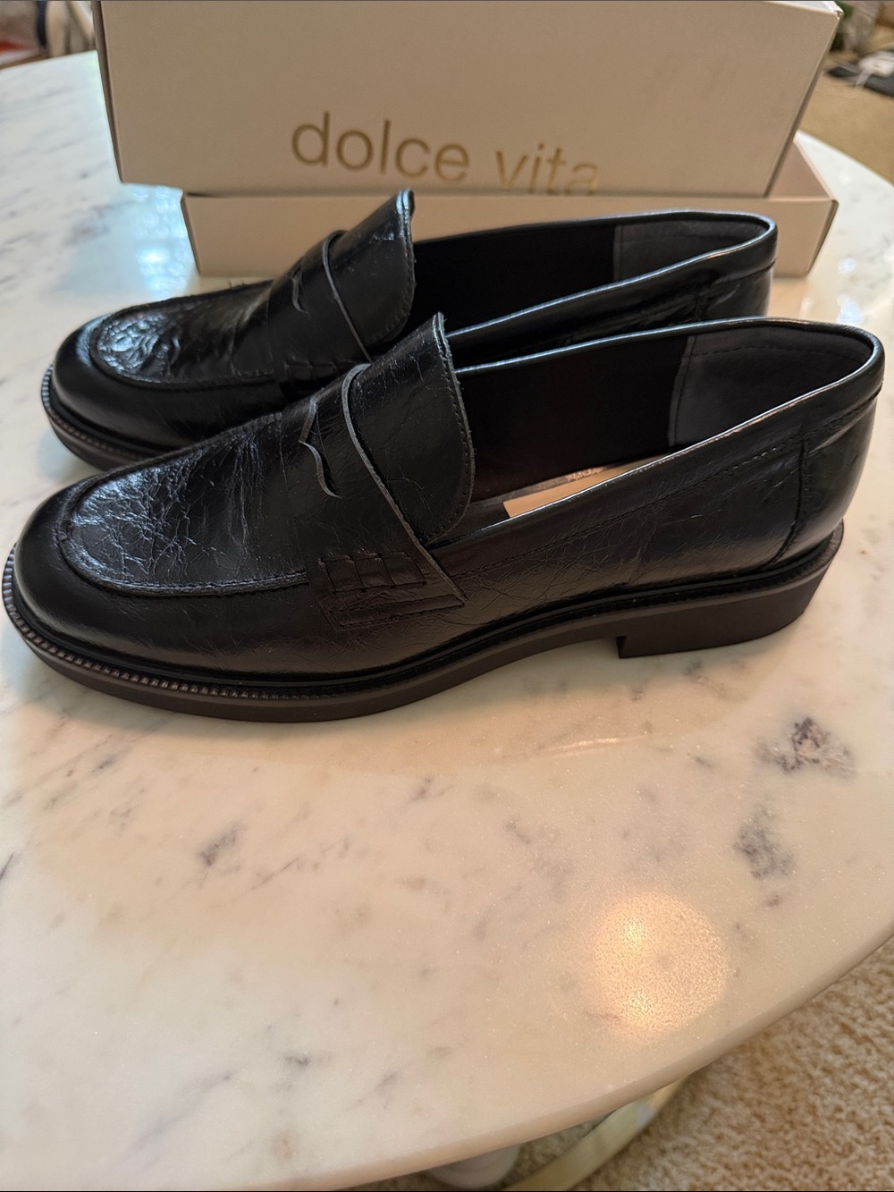 Dolce Vita Black Leather Penny Loafers, Size 9, excellent condition - Picture 5 of 5